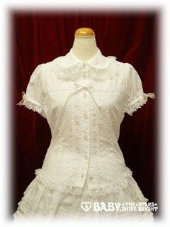 Snow Dot Ribbon Lace Blouse