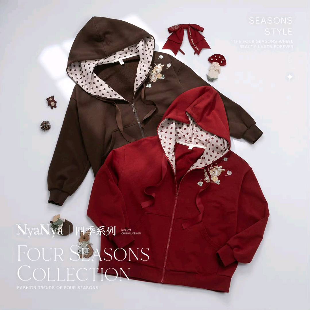 NyaNya四季·2024秋· 刺绣连帽开衫