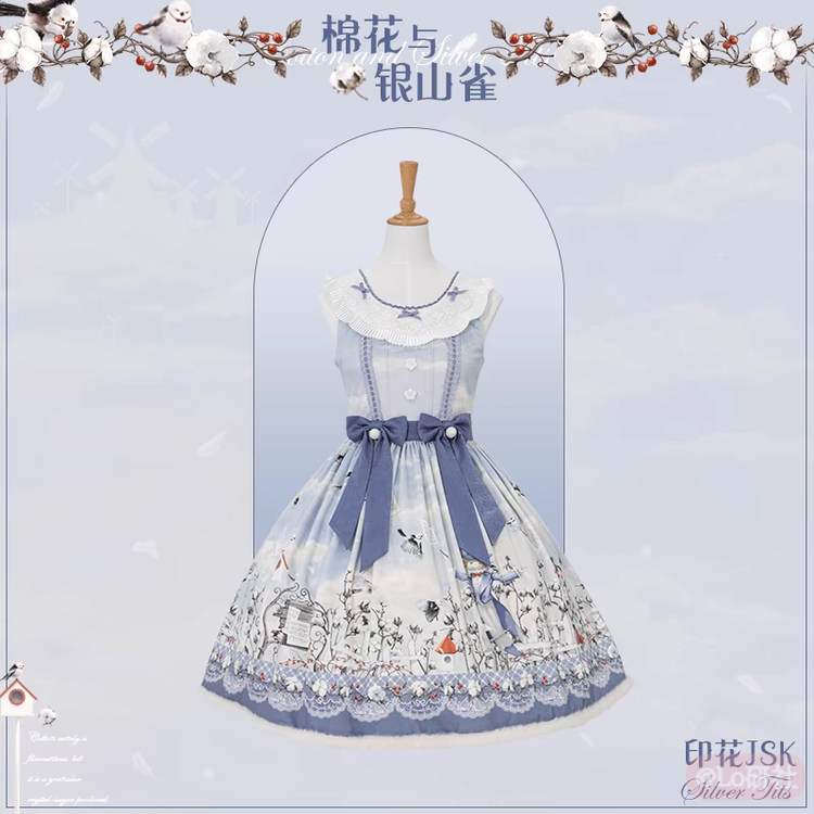 棉花与银山雀 印花jsk