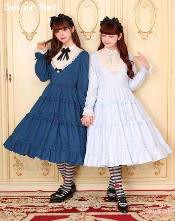 Grown Up Alice Stand Collar Tiered Dress/大人アリススタンドカラーティアードワンピース/大人爱丽丝 立领段段op/分段op