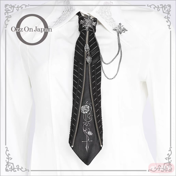 条纹蔷薇 免打领带