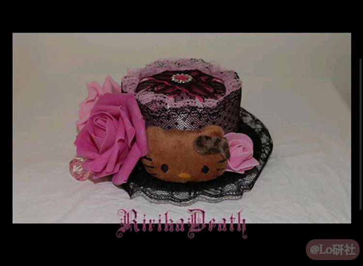 玫红黑kt花朵水钻波点礼帽53