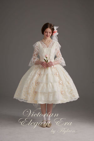 真丝棉缎蕾丝小礼服