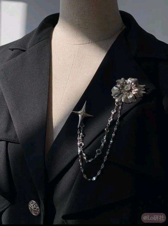 昼夜歌金属链条胸针