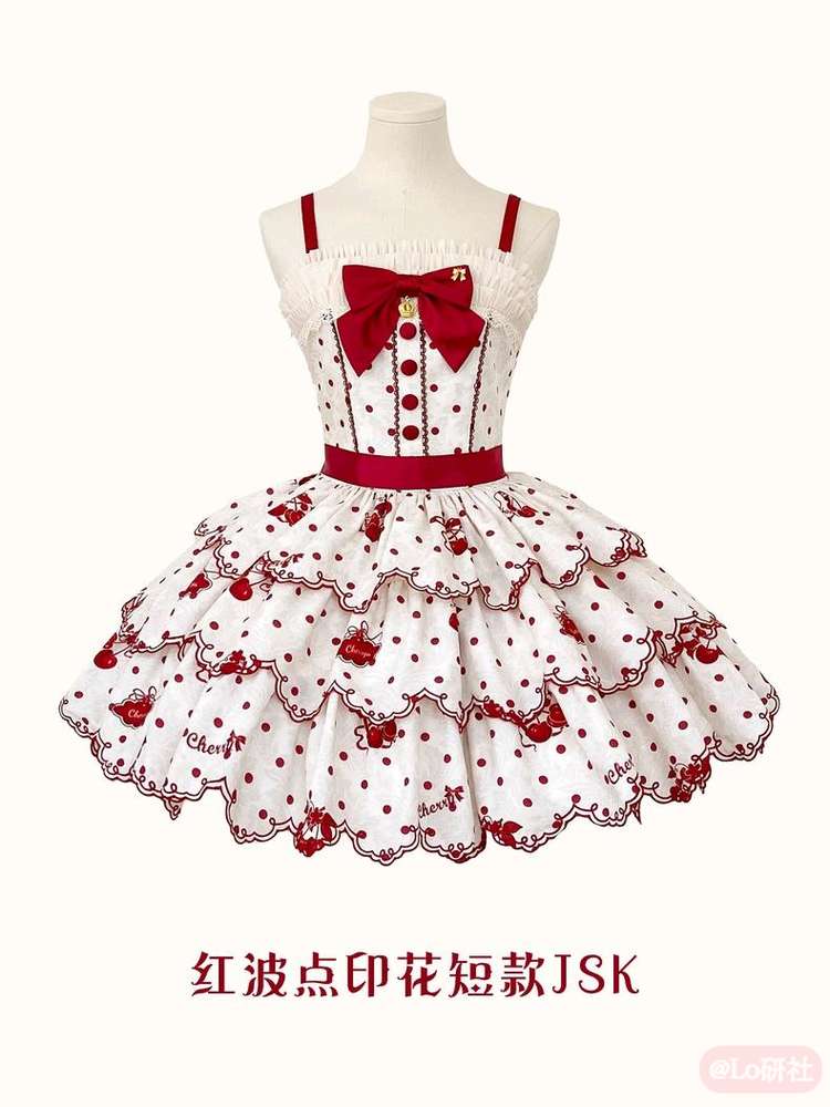 樱桃纹章 红波点印花短款JSK