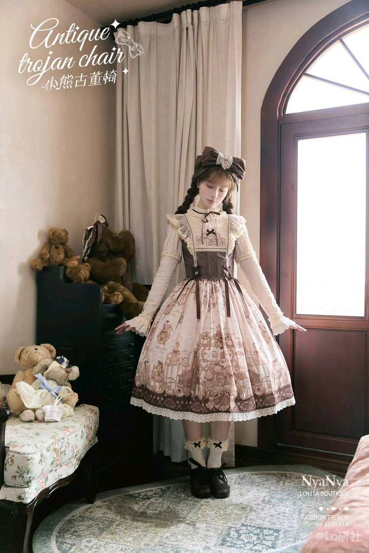 小熊古董椅 飞袖JSK