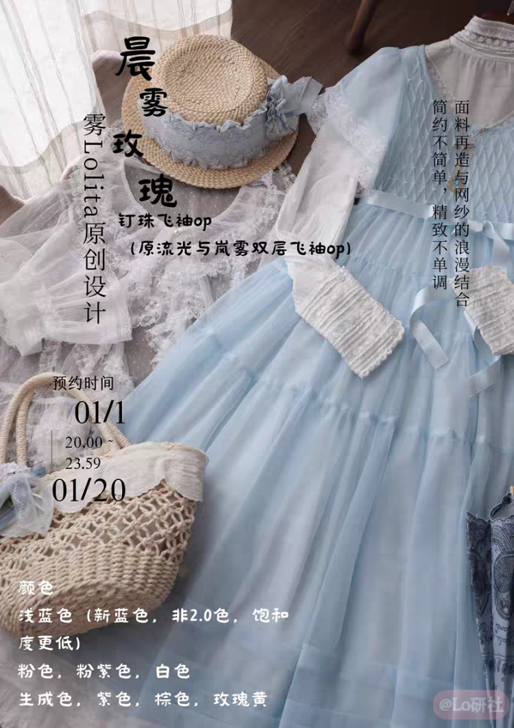 晨雾玫瑰 钉珠飞袖OP