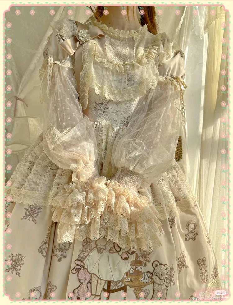 贴布娃娃茶壶接袖