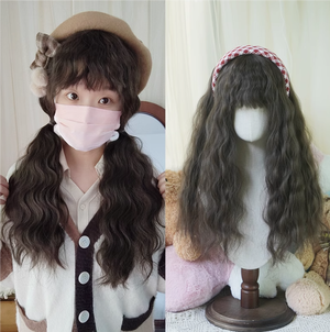 Lolita森系田园羊毛卷玉米须齐刘海 自然色假发