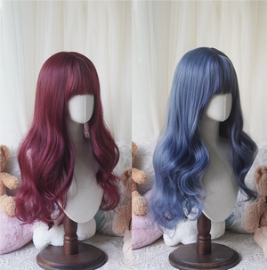 全头套女网红同款玫瑰网仿真长卷发人鱼玫瑰红雾霾蓝