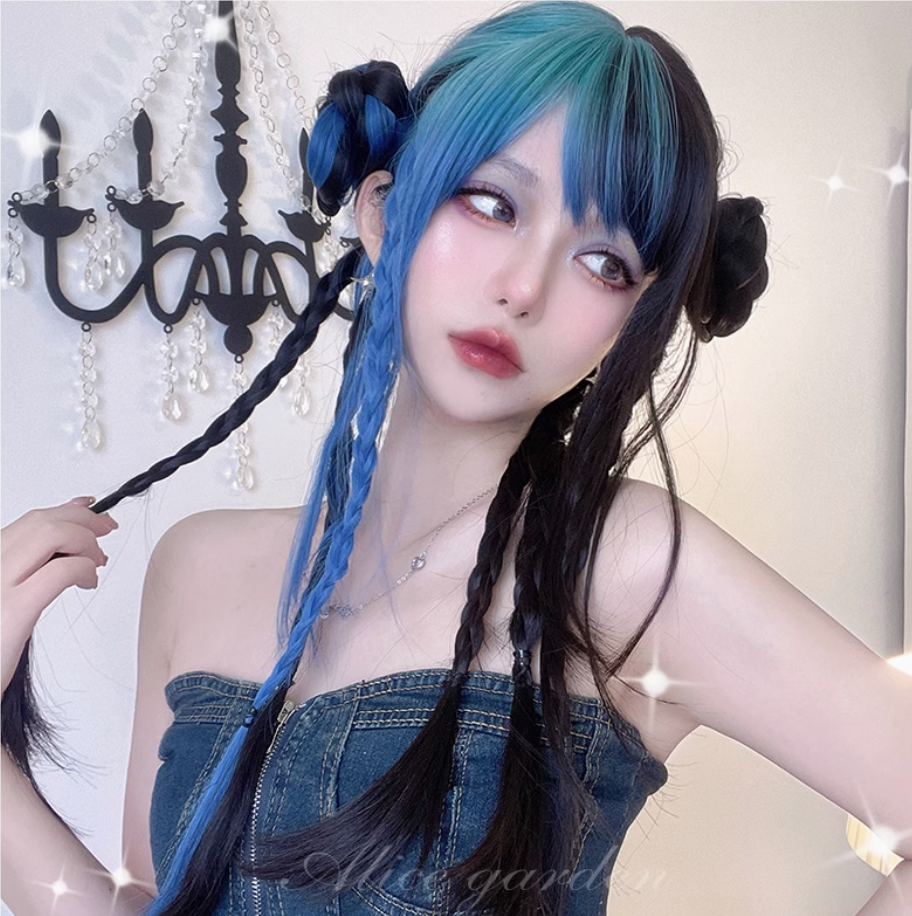 AG假发刘海染网红日常y2k千禧辣妹亚文化朋克风日系Lolita长直发