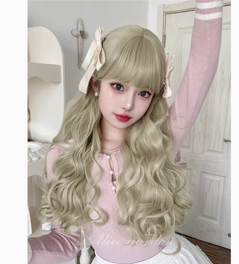 Alicegarden假发女长发日常jk齐刘海软妹Lolita金色波浪卷长卷发