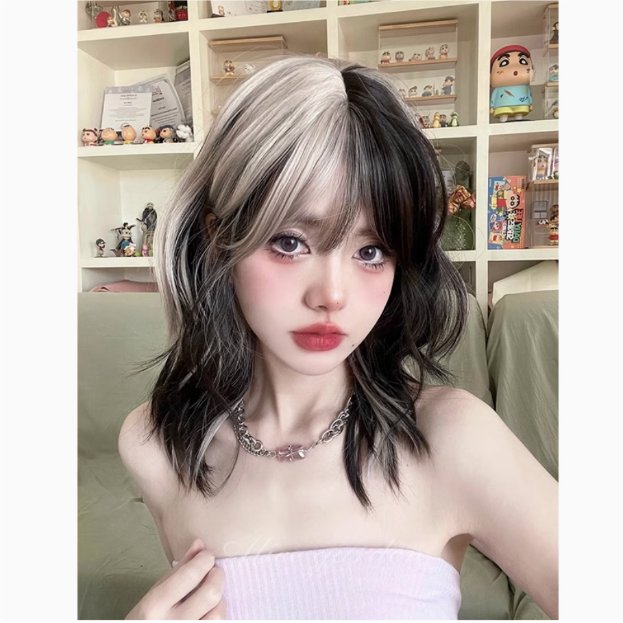 AG假发女短发jk中长发甜辣女团风拼色Y2K少女lolita长卷发披肩发